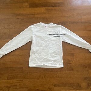 White Long Sleeve Shirt with Logo Tag